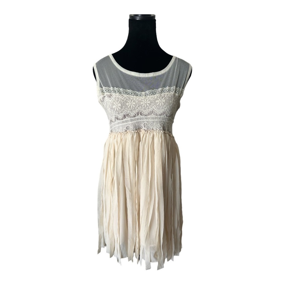 Miss Chievous Top Or Mini Dress Bohemian Fringe & Lace Junior Size XL Women Med
